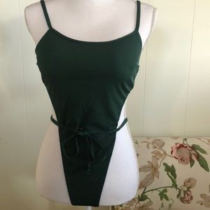 Green ribbed monokini